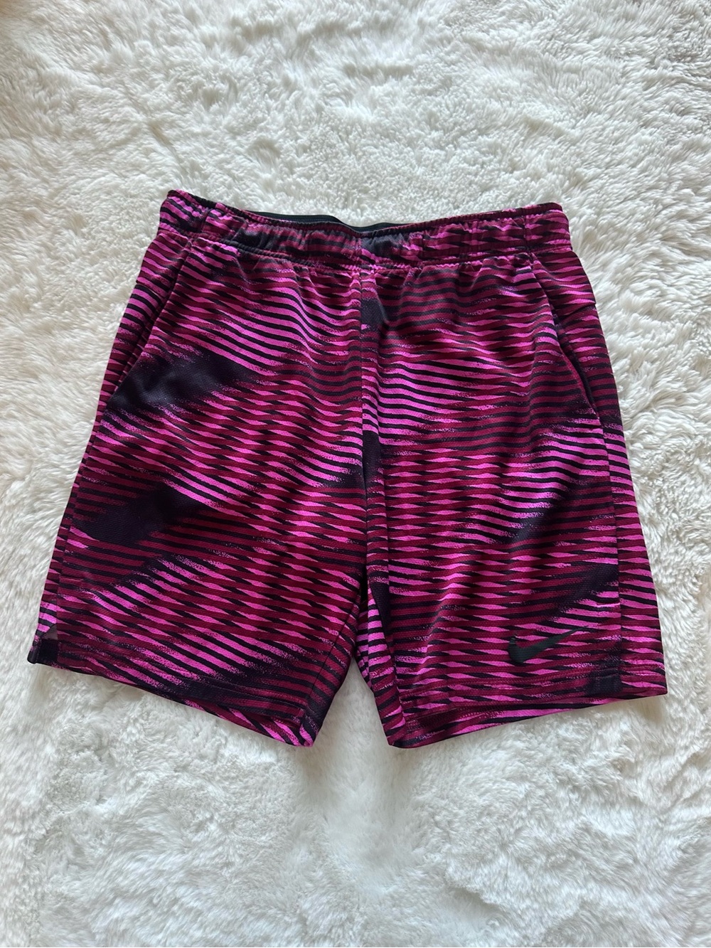 Nike Pink and Black Striped Dri-FIT Shorts